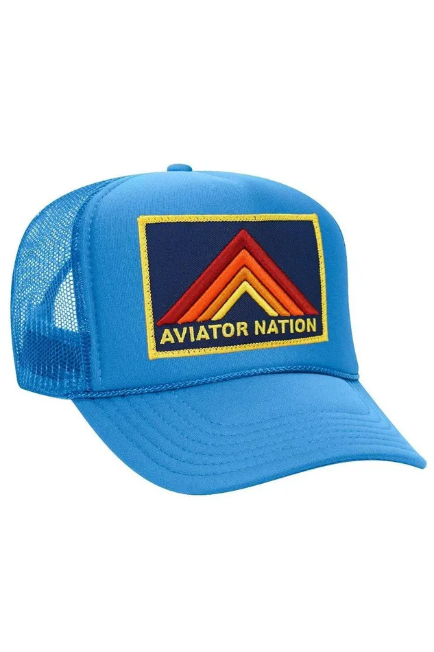 MOUNTAIN STRIPE VINTAGE TRUCKER HAT WomenMen Aviator Nation Trucker Hats