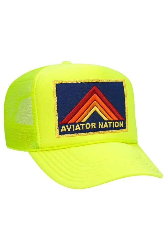MOUNTAIN STRIPE VINTAGE TRUCKER HAT WomenMen Aviator Nation Trucker Hats