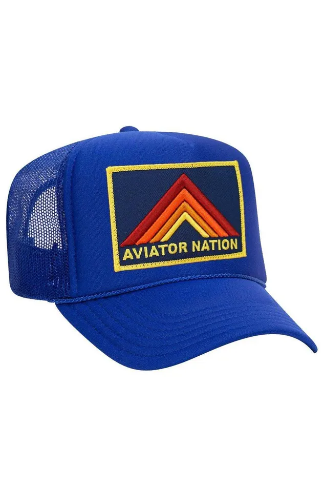 MOUNTAIN STRIPE VINTAGE TRUCKER HAT WomenMen Aviator Nation Trucker Hats