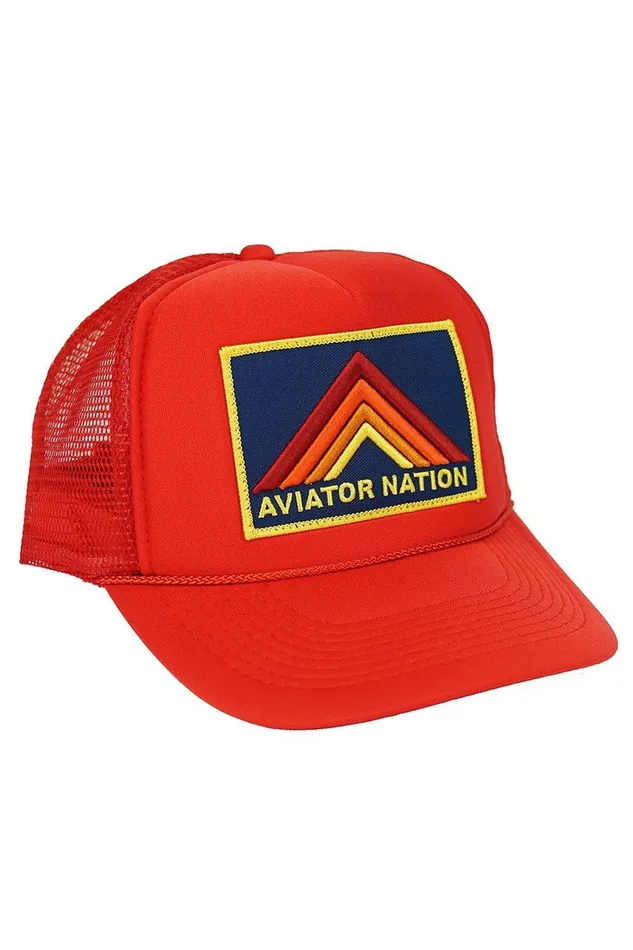 MOUNTAIN STRIPE VINTAGE TRUCKER HAT WomenMen Aviator Nation Trucker Hats