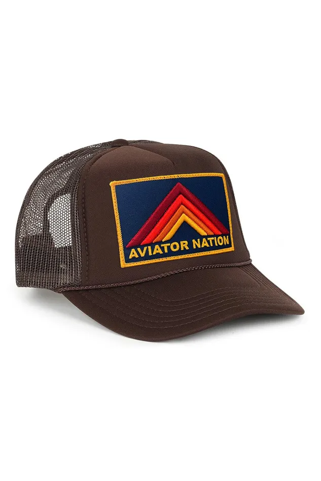 MOUNTAIN STRIPE VINTAGE TRUCKER HAT WomenMen Aviator Nation Trucker Hats