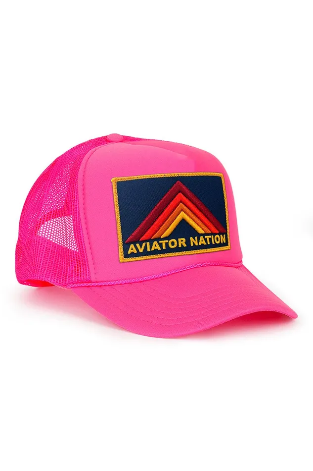 MOUNTAIN STRIPE VINTAGE TRUCKER HAT WomenMen Aviator Nation Trucker Hats