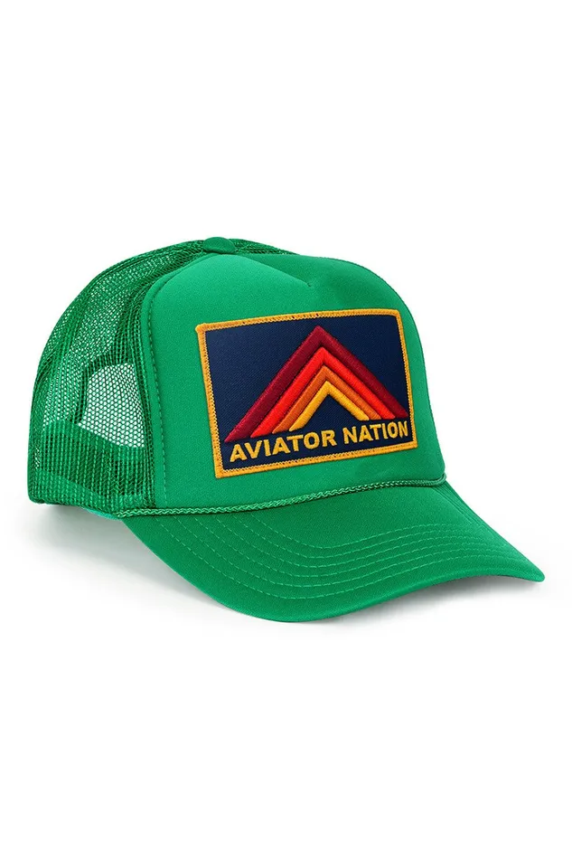 MOUNTAIN STRIPE VINTAGE TRUCKER HAT WomenMen Aviator Nation Trucker Hats
