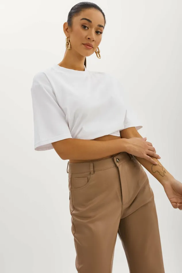 Naia Cropped Tee White Women Lamarque TOPS