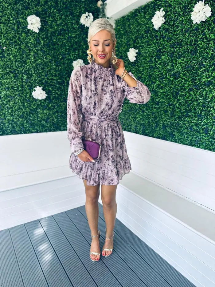 Nancy Gold Fleck Mini Dress Lilac Womens Canella Lane Mini