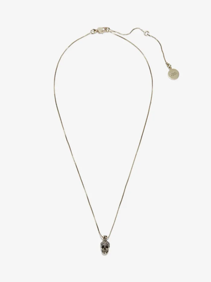 Necklaces And Pendants Women Alexander McQueen Pave Skull Necklace Gold