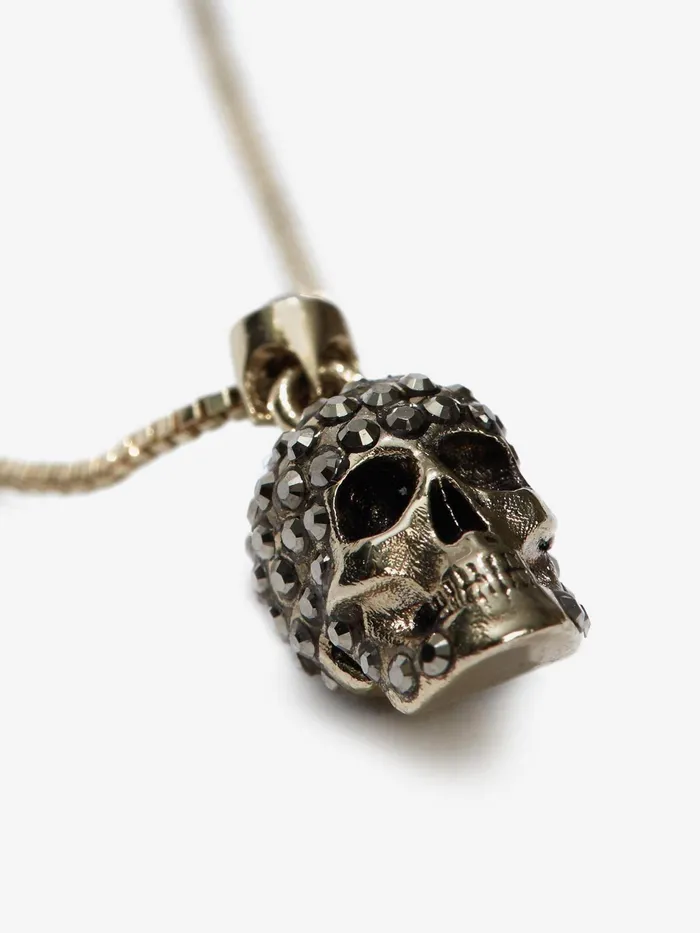 Necklaces And Pendants Women Alexander McQueen Pave Skull Necklace Gold
