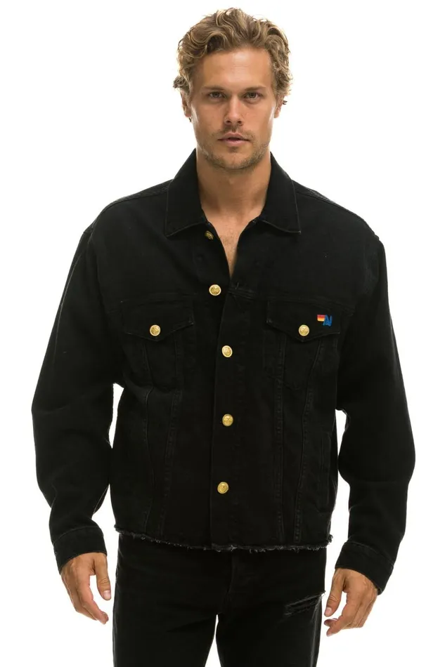 NEED FOR SPEED OVERSIZED CROP DENIM JACKET 8211 VINTAGE BLACK Women Aviator Nation Denim