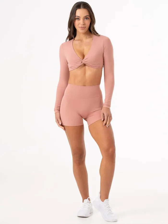 NKD Knot Long Sleeve Top 8211 Dusty Pink Women Ryderwear Tops