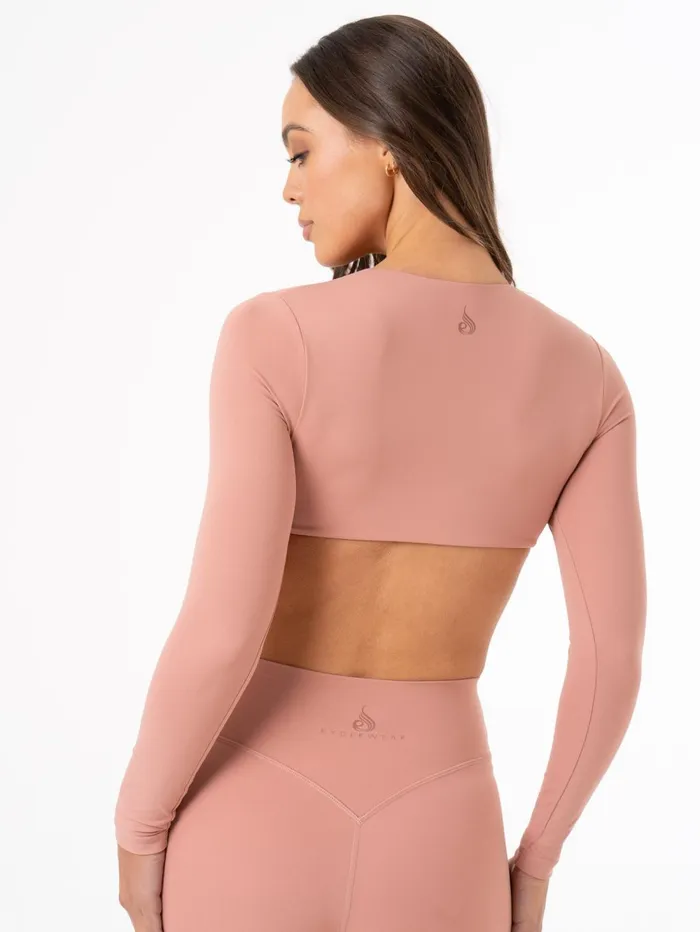 NKD Knot Long Sleeve Top 8211 Dusty Pink Women Ryderwear Tops