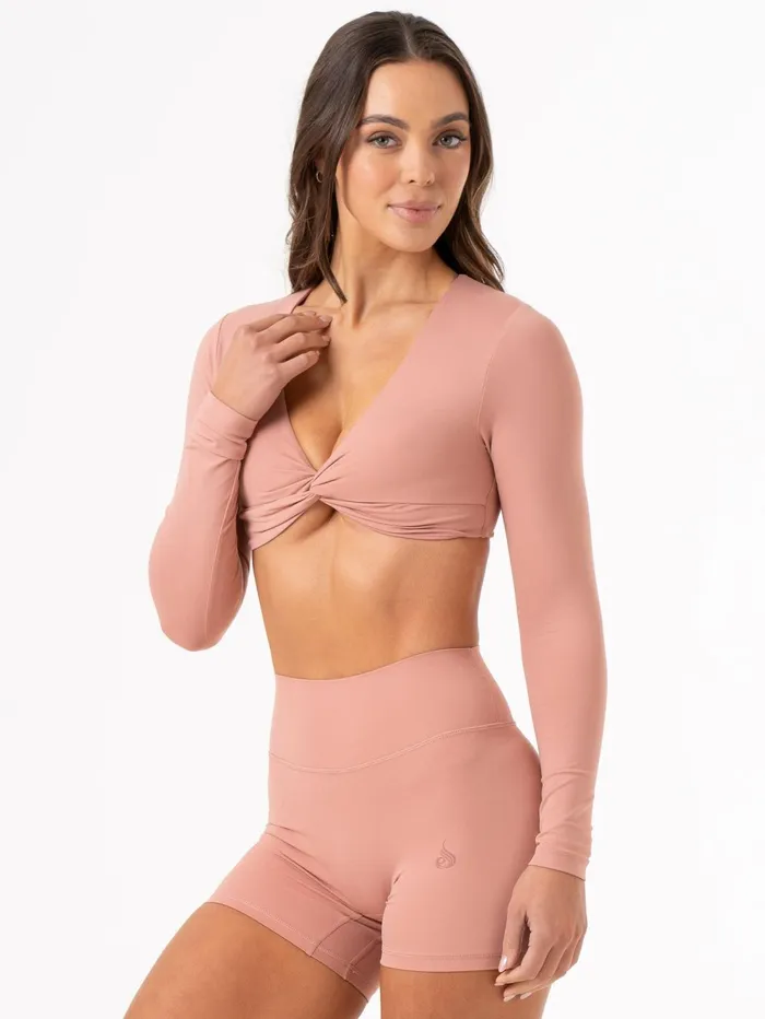 NKD Knot Long Sleeve Top 8211 Dusty Pink Women Ryderwear Tops