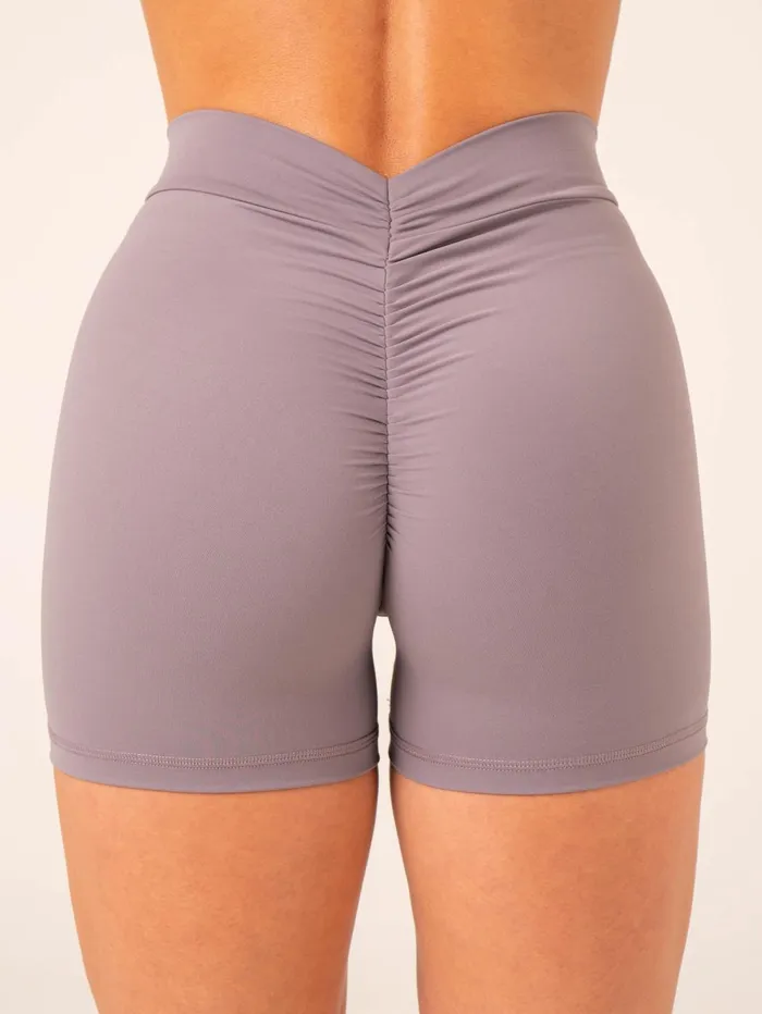 NKD V Scrunch Shorts 8211 Charcoal Women Ryderwear Gym Shorts