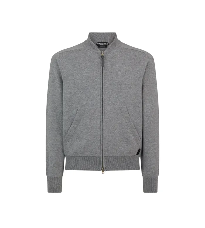Outerwear Men TOM FORD CASHMERE MERINO ZIP BOMBER Light Grey