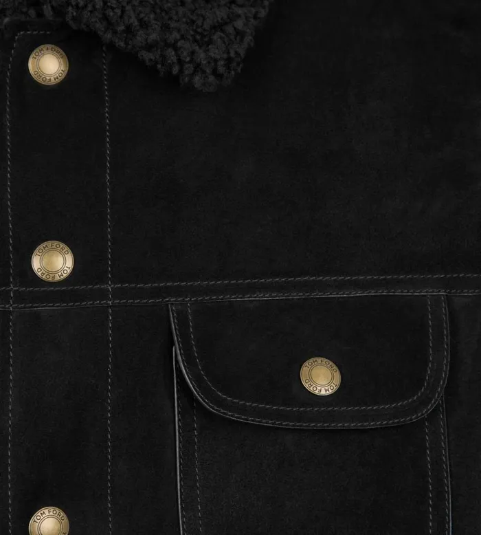 Outerwear Men TOM FORD CASHMERE SUEDE SHEARLING TRUCKER Black Outerwear Men TOM FORD CASHMERE SUEDE SHEARLING TRUCKER Black