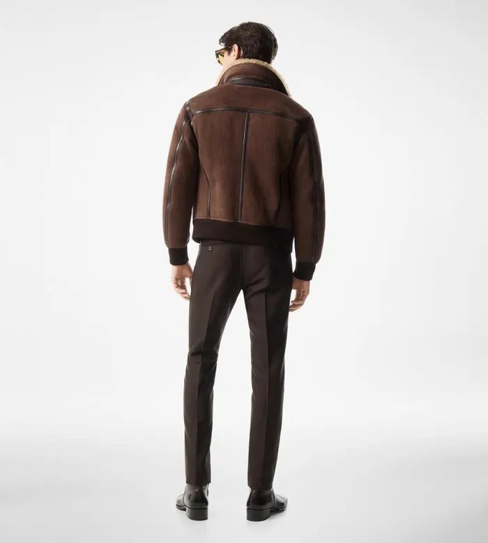 Outerwear Men TOM FORD LIGHT SHEARLING FLIGHT BLOUSON Dark Brown Outerwear Men TOM FORD LIGHT SHEARLING FLIGHT BLOUSON Dark Brown
