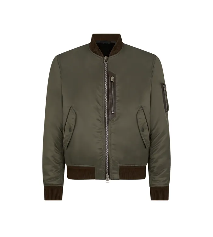 Outerwear Men TOM FORD NYLON SHINY TWILL BOMBER Military Green