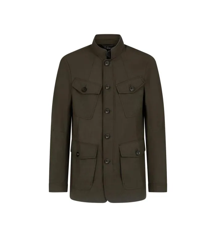 Outerwear Men TOM FORD TECHNICAL CANVAS TAILORED MILITARY JACKET Dark Olive
