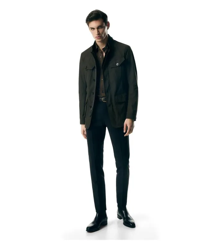 Outerwear Men TOM FORD TECHNICAL CANVAS TAILORED MILITARY JACKET Dark Olive Outerwear Men TOM FORD TECHNICAL CANVAS TAILORED MILITARY JACKET Dark Olive