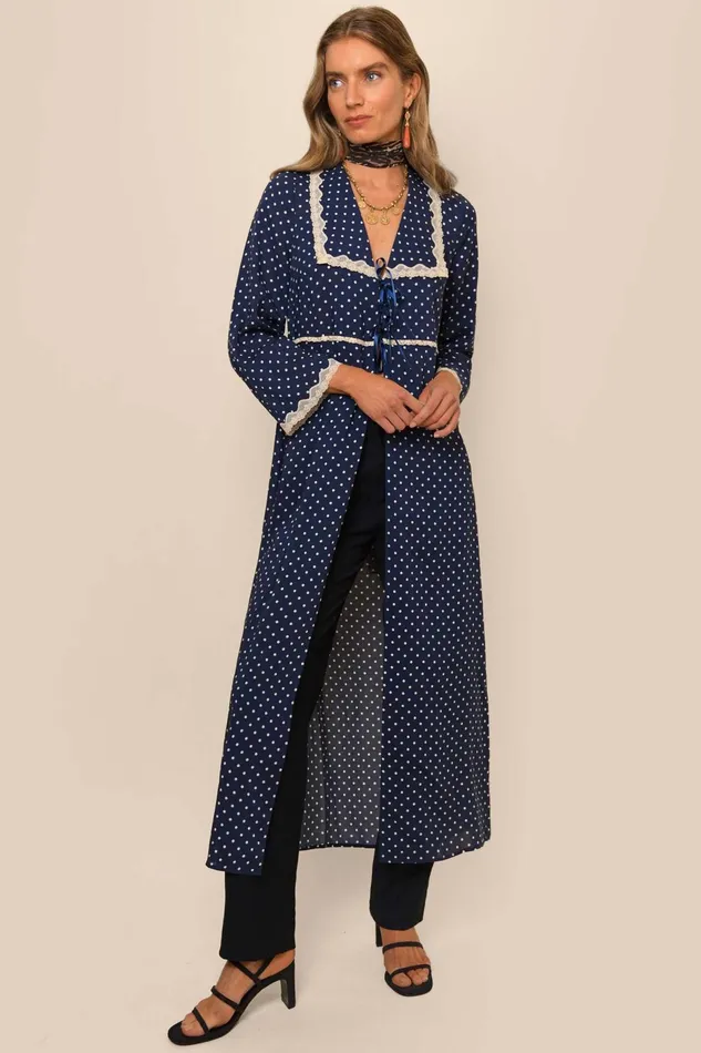 Outerwear Women RIXO Mallory Polka Dot Navy