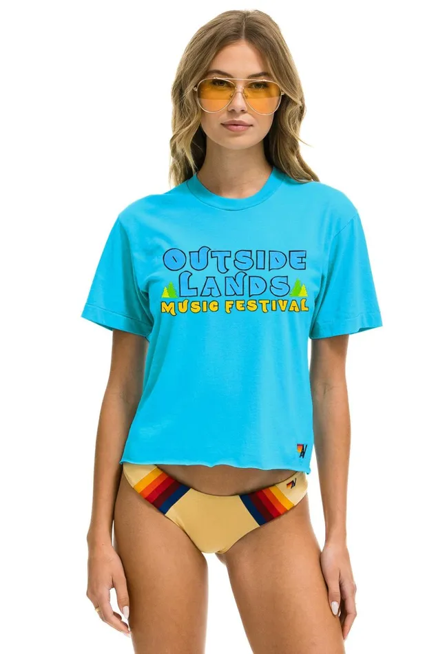 OUTSIDE LANDS 2024 BOYFRIEND TEE 8211 NEON BLUE WomenMen Aviator Nation Collab Merchandise OUTSIDE LANDS 2024 BOYFRIEND TEE 8211 NEON BLUE WomenMen Aviator Nation Collab Merchandise