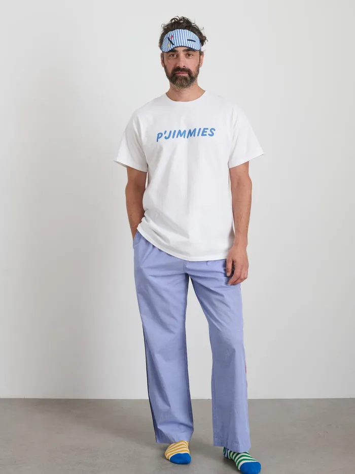 P039jimmies Sleep Mask In Stripe Classic Blue Stripe Men Alex Mill Pajamas Slippers