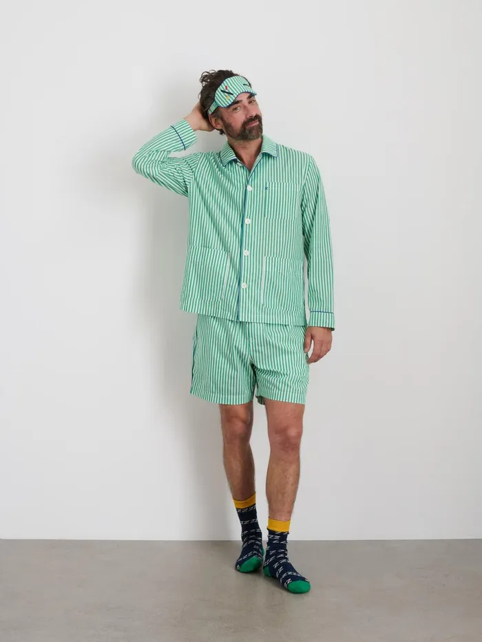 P039jimmies Sleep Mask In Stripe Green Stripe Women Alex Mill