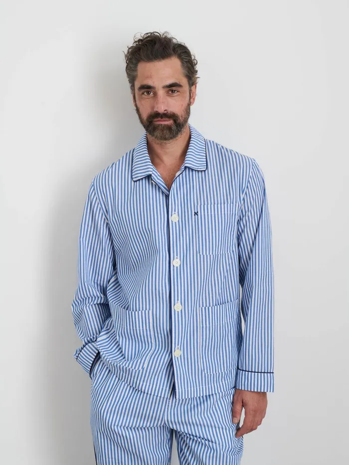 P039jimmies Sleep Shirt In Stripe Blue Stripe Women Alex Mill Pajamas Slippers