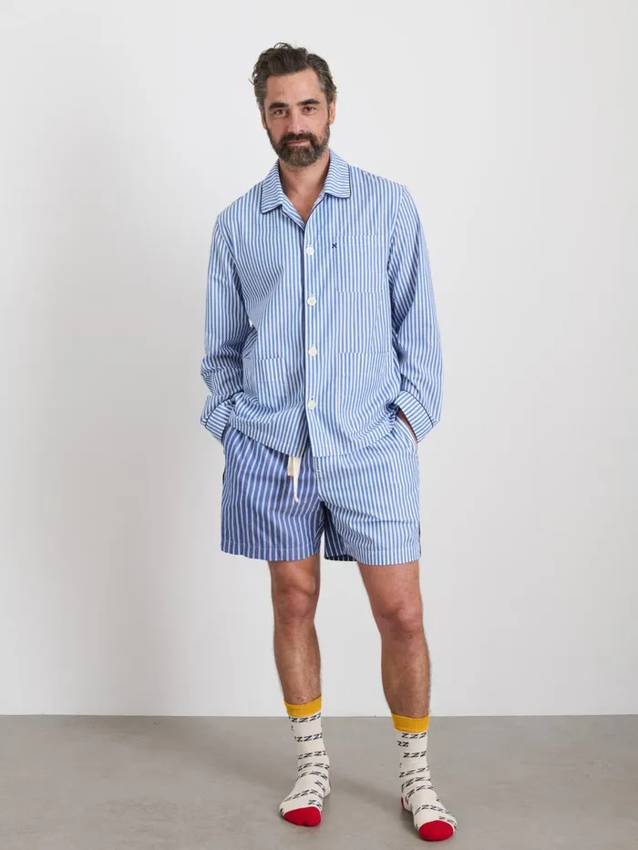 P039jimmies Sleep Shirt In Stripe Blue Stripe Women Alex Mill Pajamas Slippers