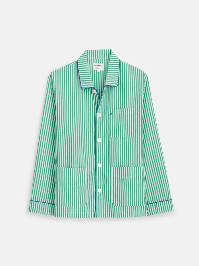 P039jimmies Sleep Shirt In Stripe Green Stripe Men Alex Mill Pajamas Slippers