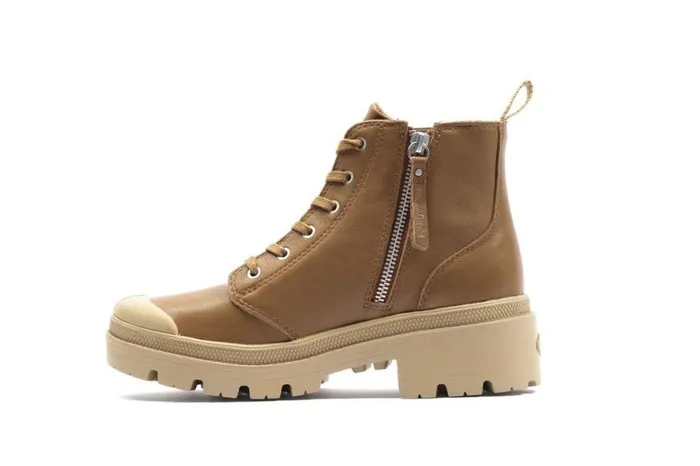 PALLADIUM PALLABASE LEATHER Dear Brown Women Boots PALLADIUM PALLABASE LEATHER Dear Brown Women Boots