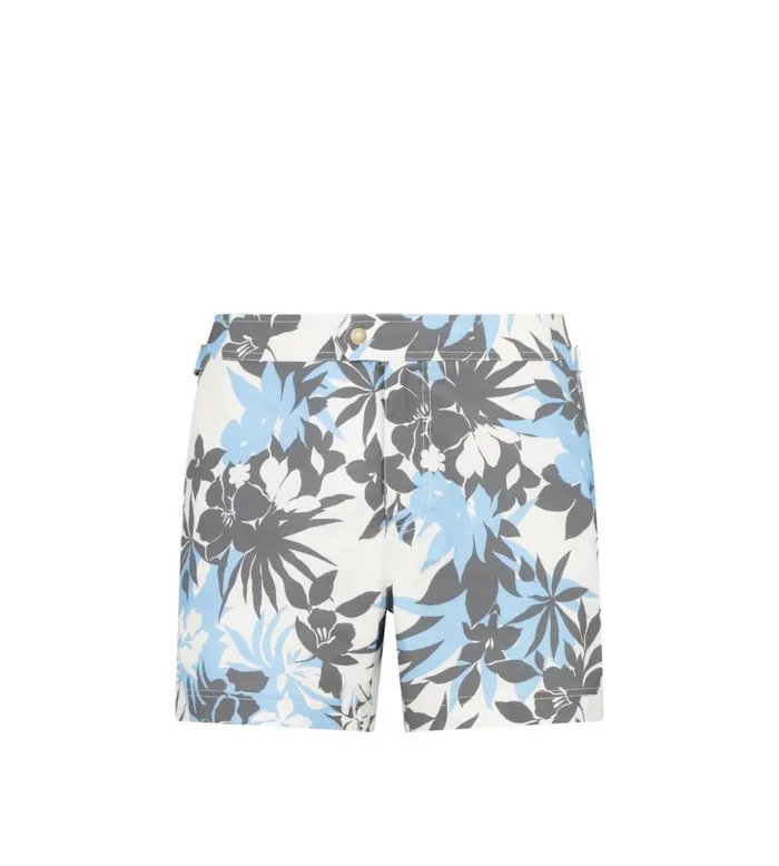 Pants and Shorts Men TOM FORD TROPICAL FLOWER PRINT SWIM SHORT Blue Cream