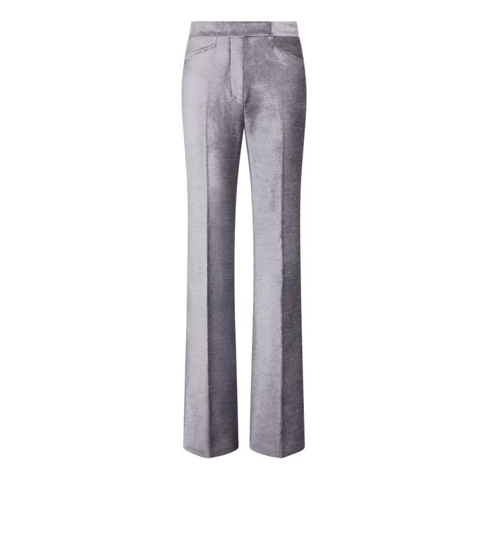 Pants and Shorts Women TOM FORD VELOUR TAILORED TUXEDO WIDE LEG PANTS Steel Grey