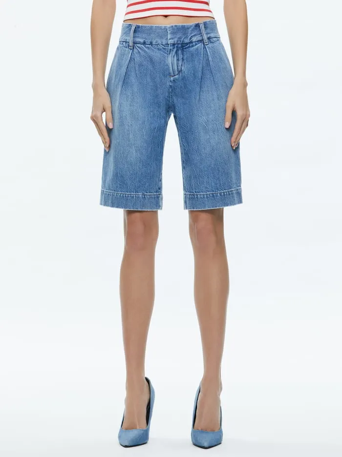 Pants Women Alice Olivia Eric Low Rise Bermuda Short Georgia Vintage Blue