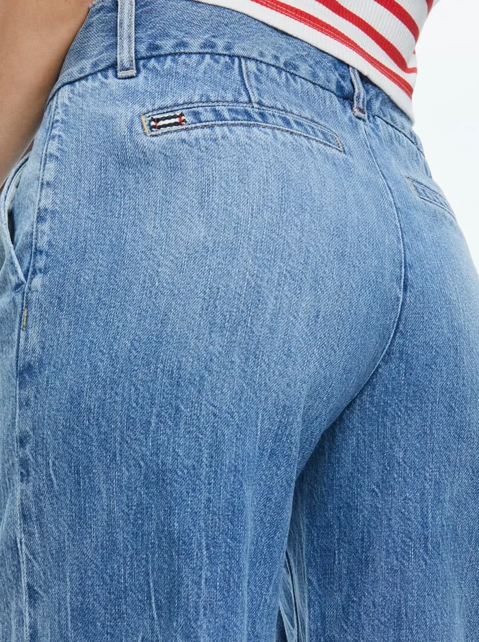 Pants Women Alice Olivia Eric Low Rise Bermuda Short Georgia Vintage Blue