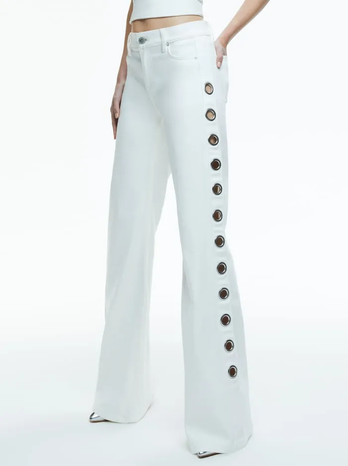 Pants Women Alice Olivia Jenny Low Rise Side Grommet Jean Off White