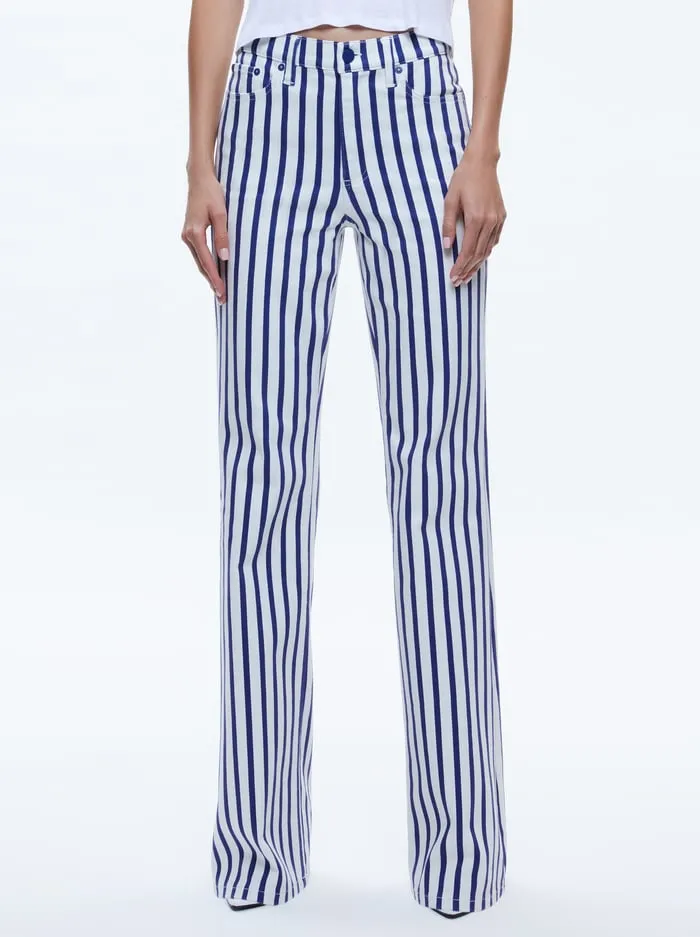 Pants Women Alice Olivia Keira Mid Rise 70s Bootcut Jean Admiral Stripe Indigo