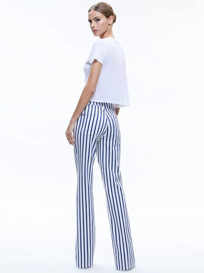 Pants Women Alice Olivia Keira Mid Rise 70s Bootcut Jean Admiral Stripe Indigo