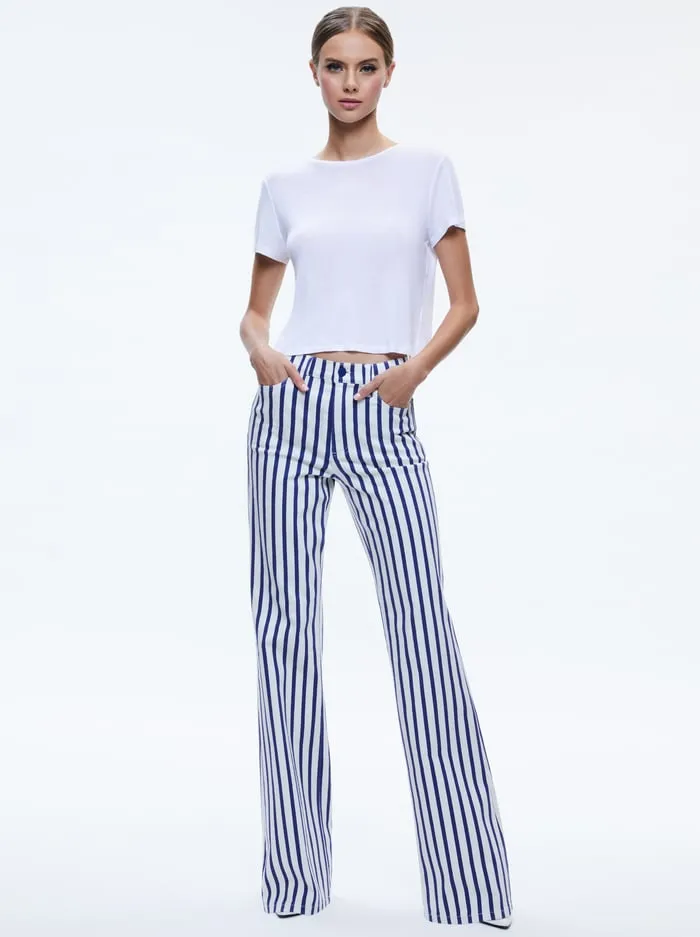 Pants Women Alice Olivia Keira Mid Rise 70s Bootcut Jean Admiral Stripe Indigo