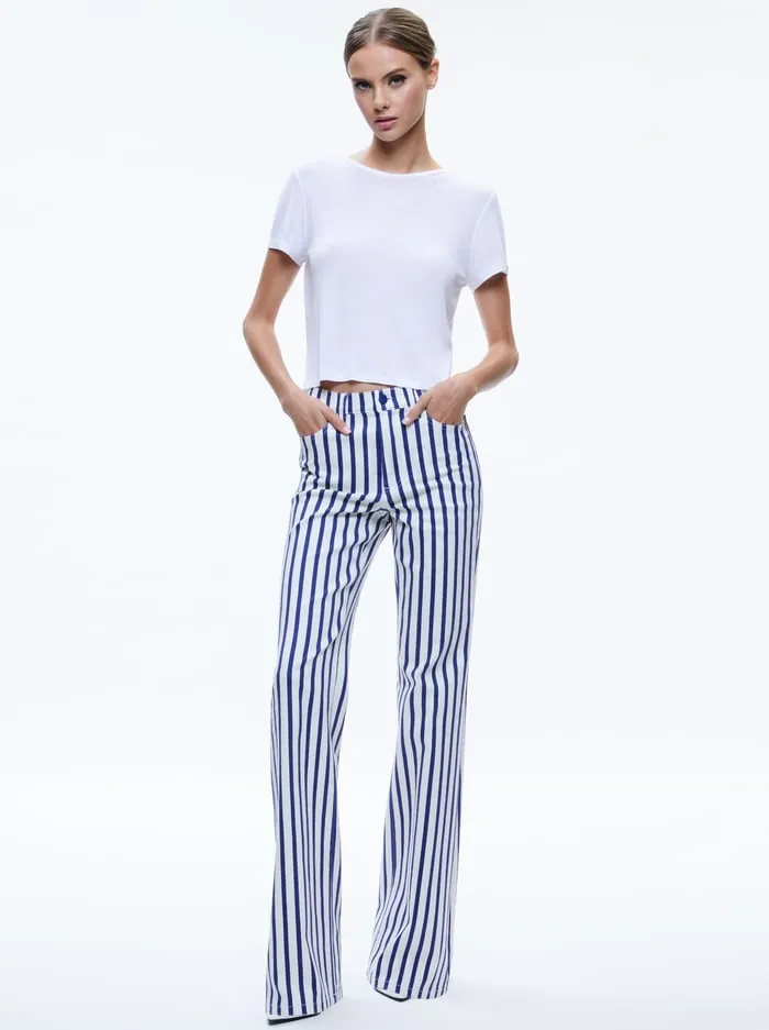Pants Women Alice Olivia Keira Mid Rise 70s Bootcut Jean Admiral Stripe Indigo