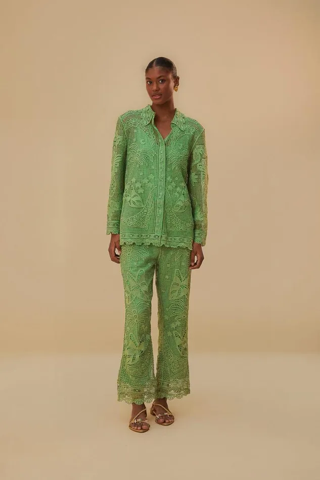 Pants Women FARM Rio Green Guipire Pants