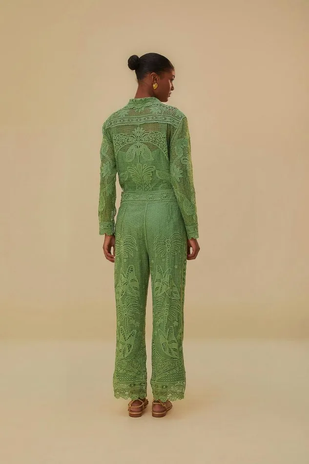 Pants Women FARM Rio Green Guipire Pants Pants Women FARM Rio Green Guipire Pants
