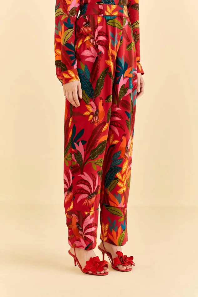 Pants Women FARM Rio Red Rooster Leaves Pants