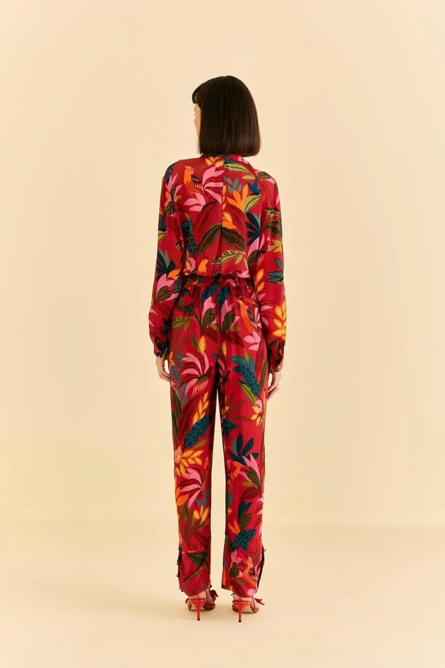 Pants Women FARM Rio Red Rooster Leaves Pants