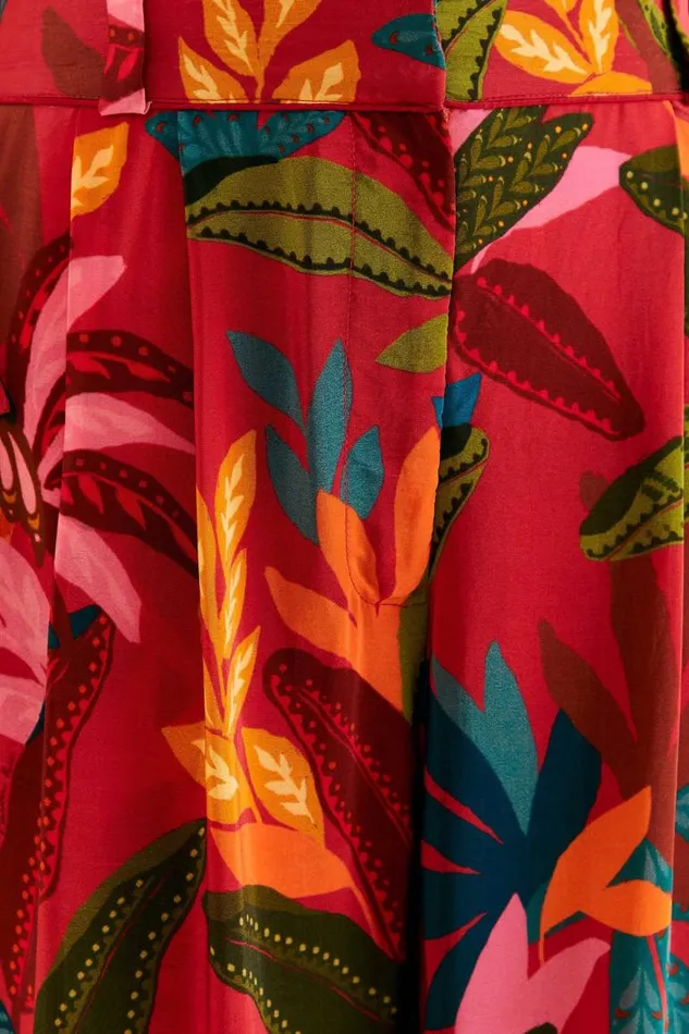 Pants Women FARM Rio Red Rooster Leaves Pants