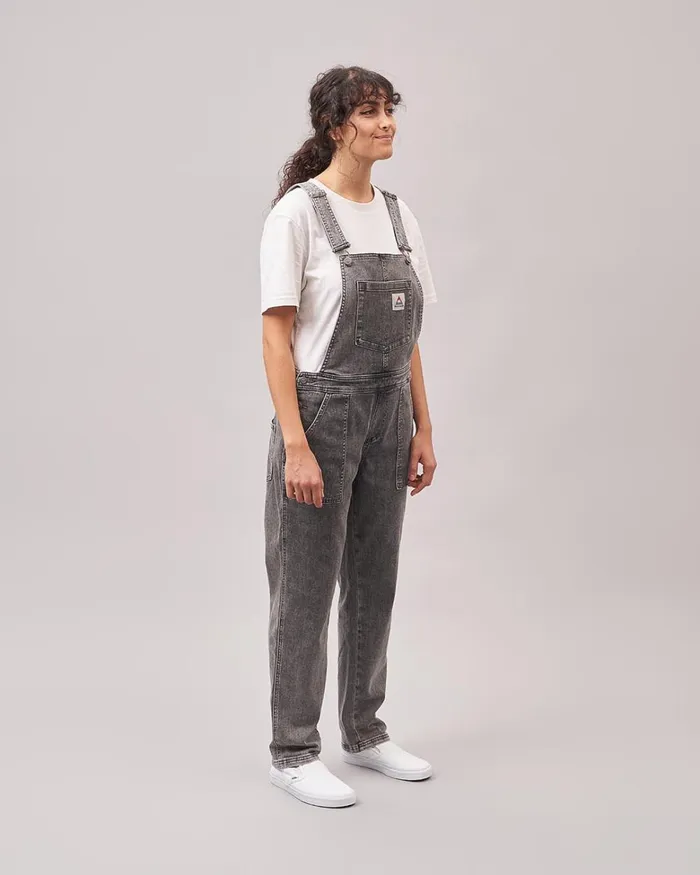 Passenger Bottoms Women Roamist Organic Cotton Dungarees Washed Black Denim Washed Black Denim