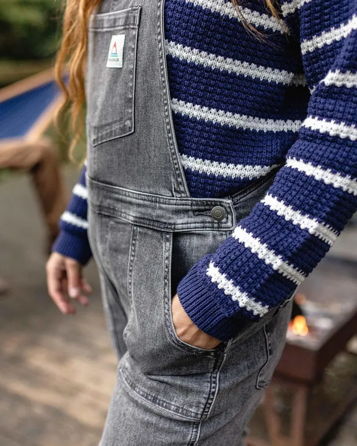 Passenger Bottoms Women Roamist Organic Cotton Dungarees Washed Black Denim Washed Black Denim