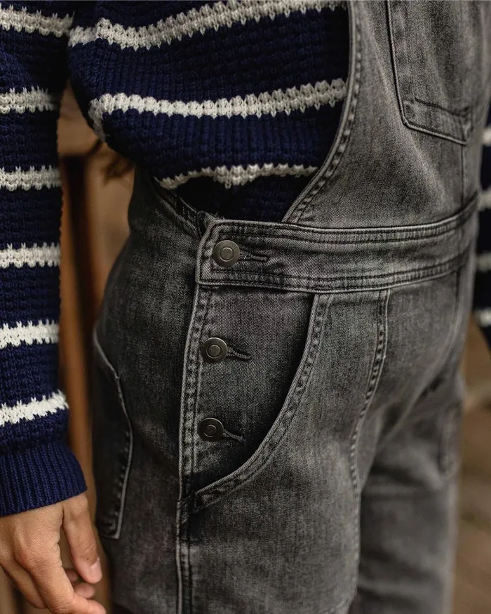 Passenger Bottoms Women Roamist Organic Cotton Dungarees Washed Black Denim Washed Black Denim