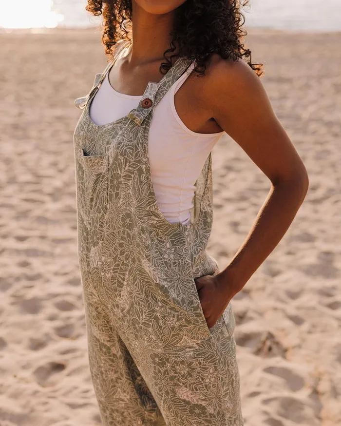 Passenger Bottoms Women Serenity Dungarees Pistachio Floral Pistachio Floral