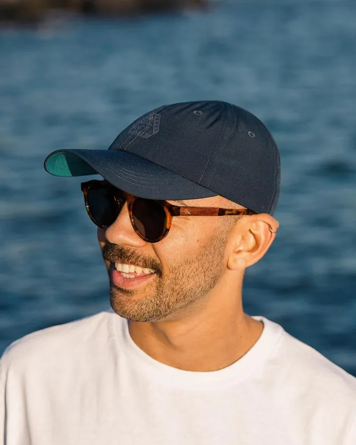 Passenger Caps and Hats WomenMen Active Recycled 6 Panel Cap Dark Denim Dark Denim