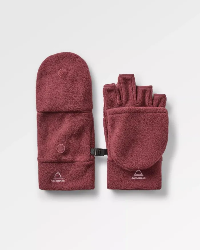 Passenger Gloves Women Stem Recycled Polar Convertible Mittens Wine Wine